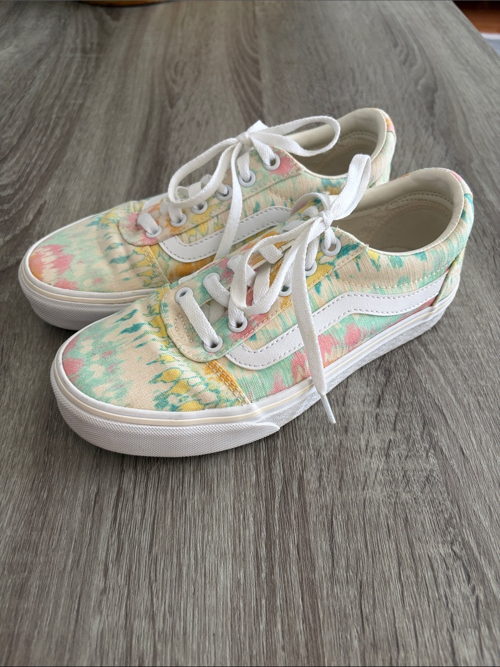 Vans Old Skool Tie-Dye Sneakers in Pastel Mint, Pink & Yellow